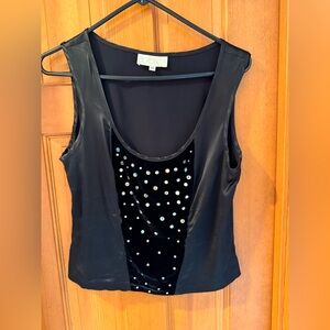 Cache Black Tank Top with Rhinestone Details